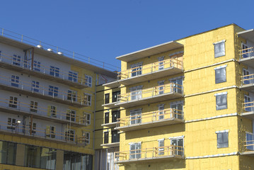 Fototapeta premium construction site residential building facade insulation