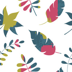 Abstract trendy seamless pattern with plants. Modern abstract design for paper, wallpaper, cover, fabric and other users. Vector illustration.