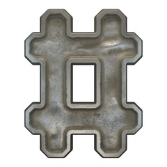 Industrial metal symbol hash on white background 3d