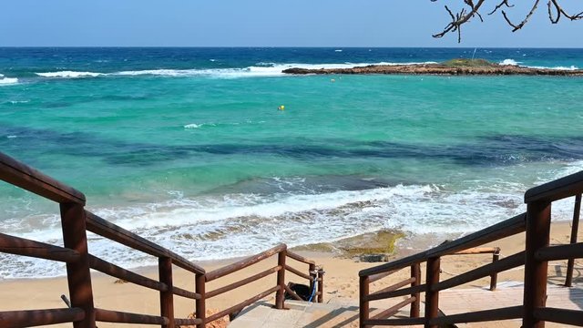 Entrance to the beach and sea in aya napa resort, Cyprus island