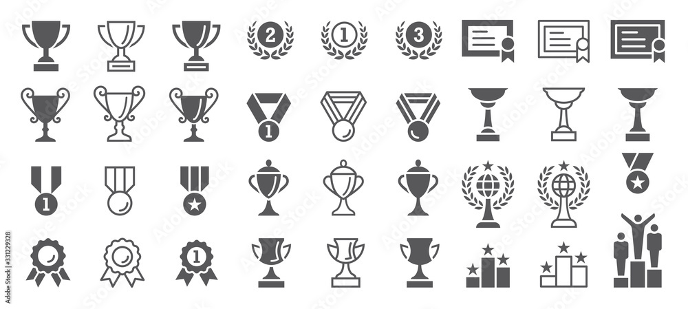 Wall mural set of winning vector icons