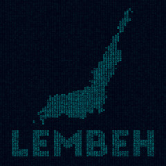 Lembeh tech map. Island symbol in digital style. Cyber map of Lembeh with island name. Amazing vector illustration.