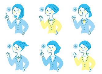 怒る若い女性　ビジネス　スーツ　セット