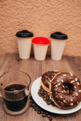 espresso and chocolate donuts