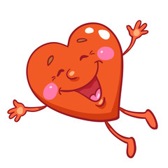 A little cute flying heart in cartoon style. Isolated on white background. Vector illustration.