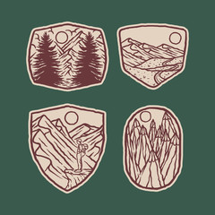 Camping mountain nature wild badge patch pin graphic illustration vector art t-shirt design