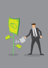 Businessman Growing Money Conceptual Vector Illustration