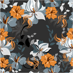 Vector spring abstract background flowers seamless pattern