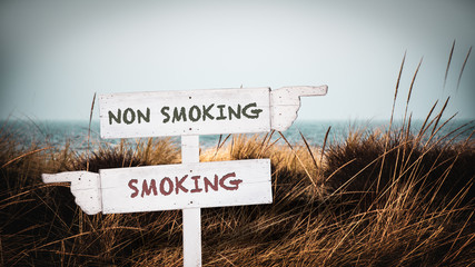 Street Sign Smoking versus Non Smoking