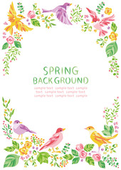 花　小鳥　フレーム