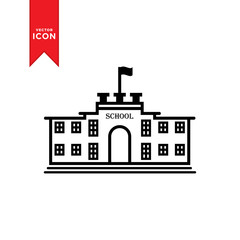 Naklejka premium High school icon vector. School icon illustration. Trendy flat design style on white background.