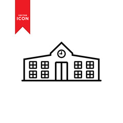 High school icon vector. School icon illustration. Trendy flat design style on white background.