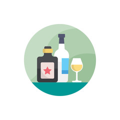 Wine Bottles Vector Icon Filled Outline Illustration.