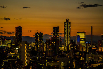 Fototapeta na wymiar 日本 東京 池袋 都市風景 夕焼け 夜景