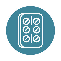 virus covid 19 pandemic painkiller pills block line style icon