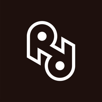 Initial letter Rd logo template with geometric circle line art symbol in flat design monogram illustration