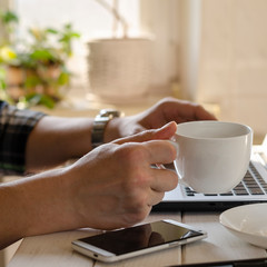 Businessman working on Desk at home office business
