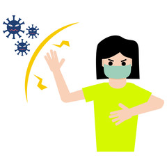 woman wear masks, fight the corona virus and they are not afraid, Vector Illustration.