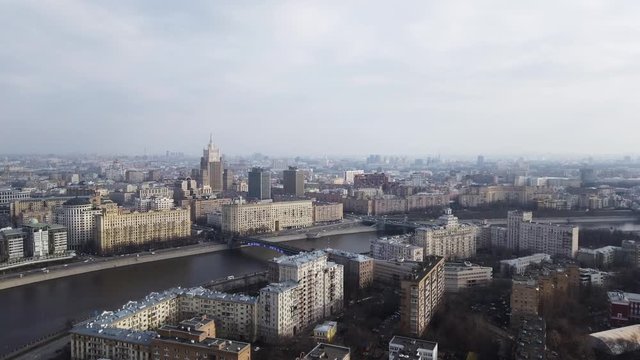 View from the observation deck of the Ukraine Hotel on the Moscow River
