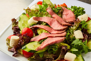 Vegetable tasty salad with ham