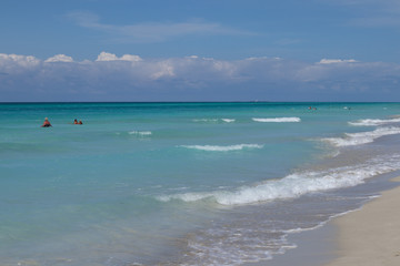 The snow- white beach of the Atlantic ocean. Cuba