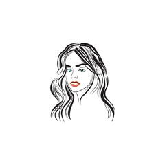 Vector illustration of woman with long hair.
