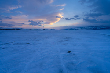 A stunning sunrise over Lake Baikal, Russia.