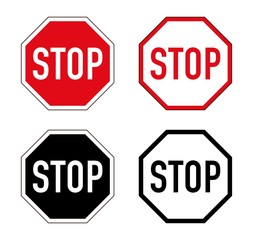 Stop Signs Icon Vector Red and Black Colors