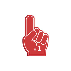 Icon fan logo hand with finger up. Hand up with number 1. Fan arm glove with finger. Vector illustration.