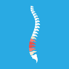 Back pain vector icon illustration isolated on blue background