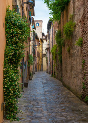 Fototapeta na wymiar Città di Castello (Italy) - A charming medieval city with stone buildings, province of Perugia, Umbria region. Here a view of historical center.