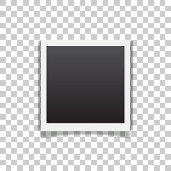 Retro realistic vector photo frame placed on transparent background. Template photo design