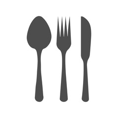 Spoon fork knife icon isolated on white background