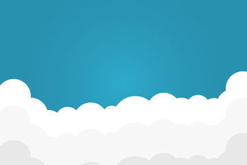Blue sky with white clouds background. Border of clouds. Flat style simple vector illustration. - Vector