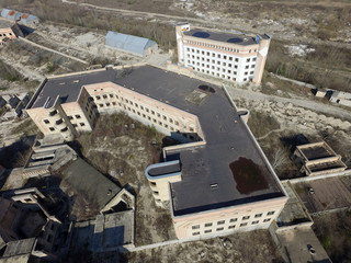 Abandoned construction site of Hospital. (aerial drone image)Abandoned at 1991,during Ukrainian undependence crisis.  Kiev Region,Ukraine