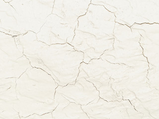 Pattern of soil cracks on white desert ground