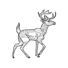 Highly detailed abstract deer illustration. Animal patterns with hand-drawn doodle