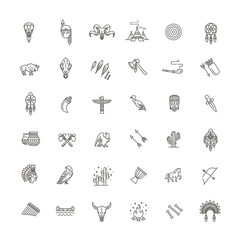 Fototapeta premium Tribal outline icon set. Vector