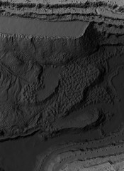 DEM - digital elevation model. Product made after proccesing pictures taken from a drone. It shows excavation site with steep rock walls