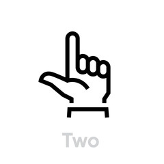 Obraz premium Two hand gesture icon. Editable line vector.