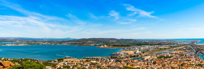 Panorama of the city of Sète in the Herault in Occitania, France - obrazy, fototapety, plakaty