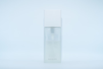 balancing lotion Square glass bottle white background or isolated