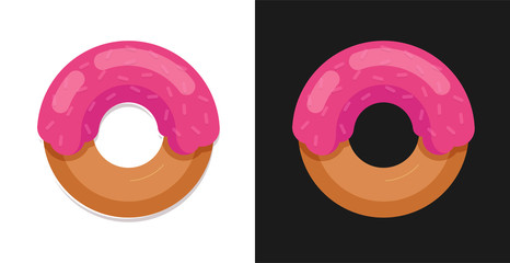 Donut icon vector in flat Cartoon style