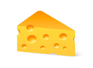 Triangular Cheese piece of swiss maasdam isolated