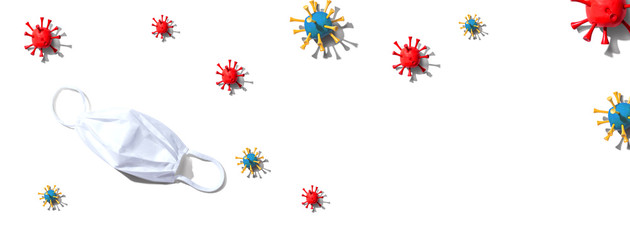 Surgical mask with epidemic influenza and Coronavirus Covid-19 concept