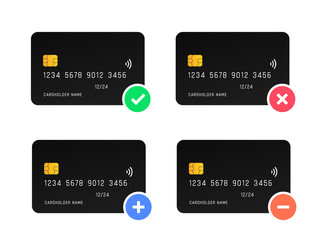 Credit card actions vector design. Approved and Failed Payment icon.