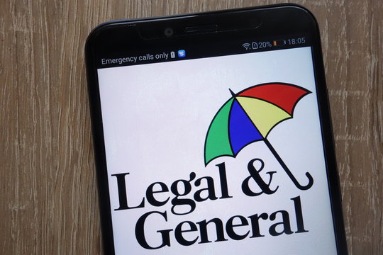 KONSKIE, POLAND - AUGUST 04, 2018: Legal & General Group logo displayed on a modern smartphone
