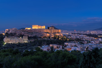 Fototapeta na wymiar Athens skyline. The Acropolis of Athens at night and Athens skyline, Greece