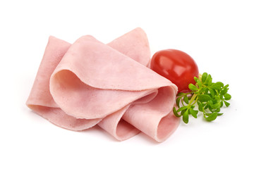 Boiled Ham Slices, isolated on white background