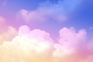 Obraz na płótnie Canvas beauty soft pastel with fluffy clouds on sky. multi color rainbow image